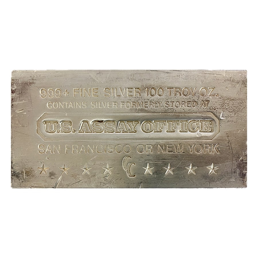 100 oz U.S. Assay Office Silver Bar .999+ Fine