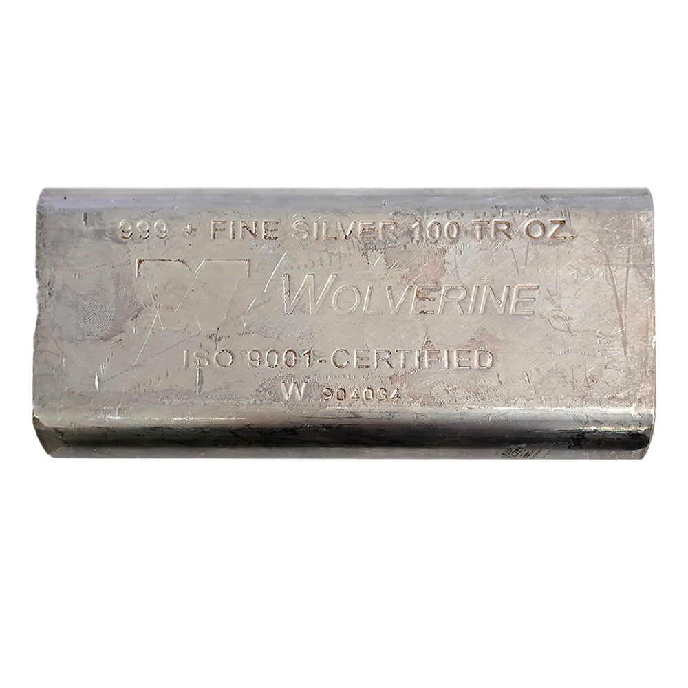 100 oz Wolverine Vintage Silver Bar .999+ Fine