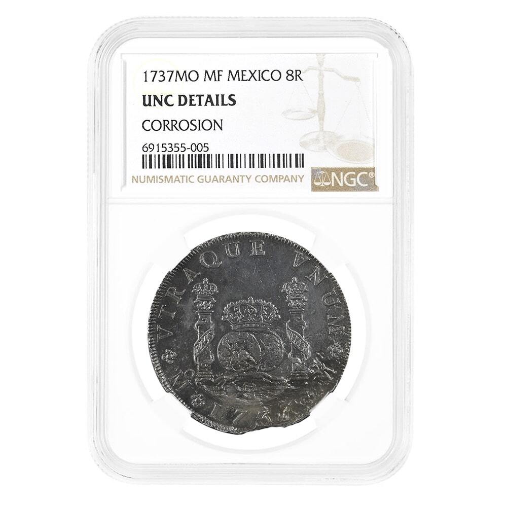 1737 Mexican Philip V 8 Reales Silver Coin NGC UNC Details