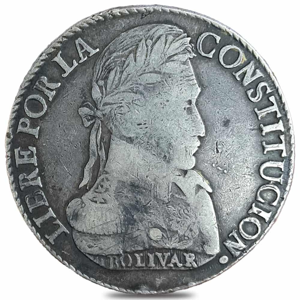 1827-1840 Bolivia 8 Soles Silver Coin Avg Circ (Random Year)