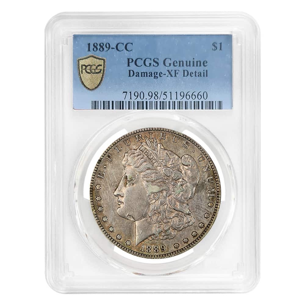 1889-CC Morgan Silver Dollar $1 PCGS XF Detail (Damaged)