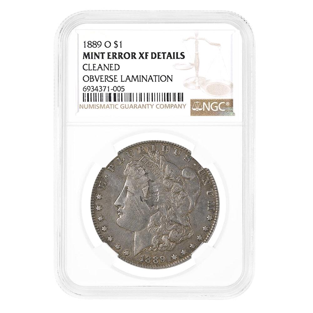 1889-O Morgan Silver Dollar $1 NGC XF Details Mint Error Obv
