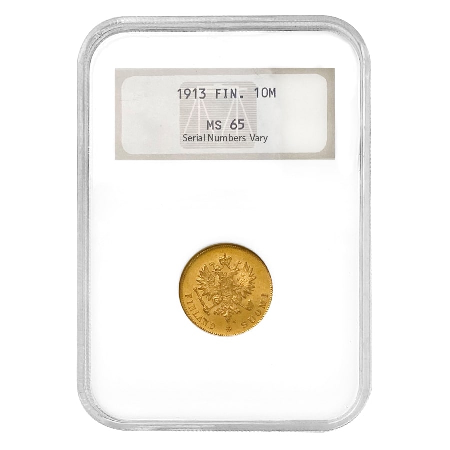 1913 Finland 10 Markkaa Gold Coin NGC MS 65 | Bullion Exchanges