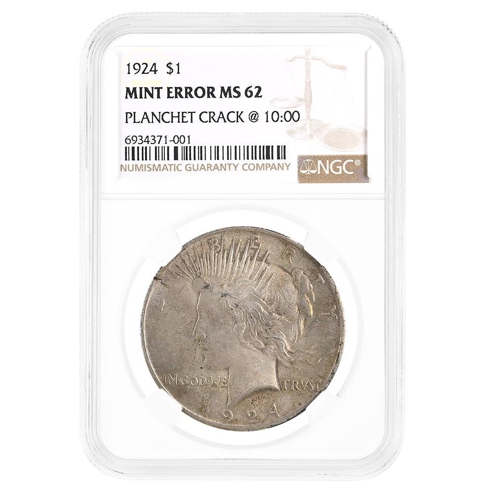 1924 Peace Silver Dollar $1 NGC MS 62 Mint Error (US Mint)