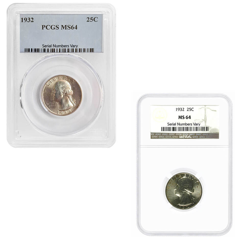 1932 Washington Silver Quarter 25C NGC/PCGS MS 64