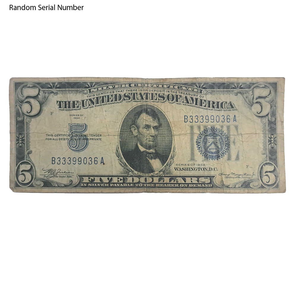 1934 $5 Silver Certificate Currency Note Cull (US Mint)