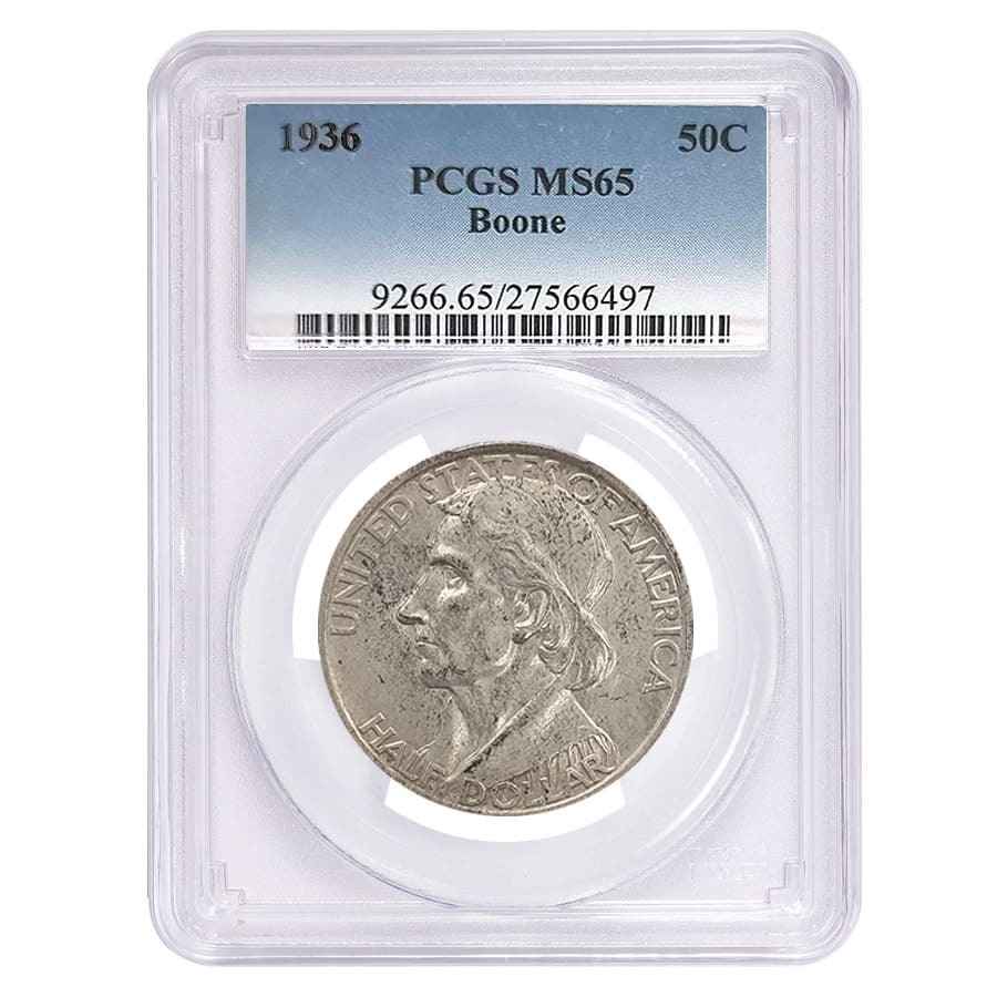 1936 Boone Half Dollar 90% Silver Commem PCGS MS 65