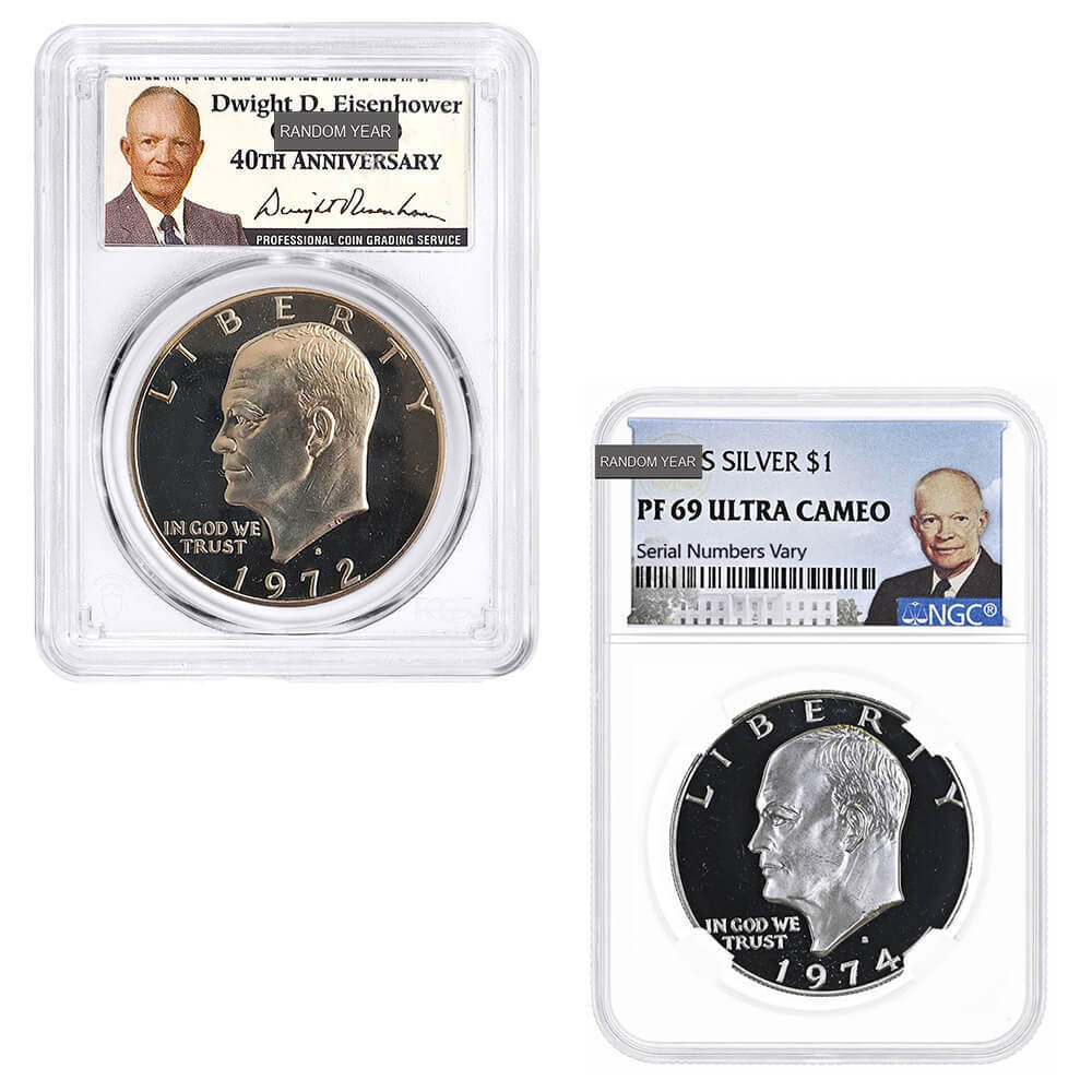 1971-1976 S Proof Eisenhower 40% Silver Dollar $1 NGC/PCGS PF 69 (Random Year)