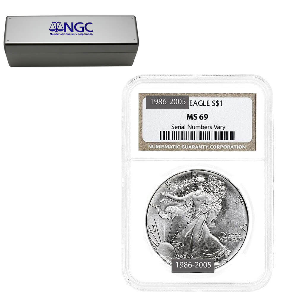 1986-2005 Silver American Eagle 20-Coin Set NGC MS 69 w/Box