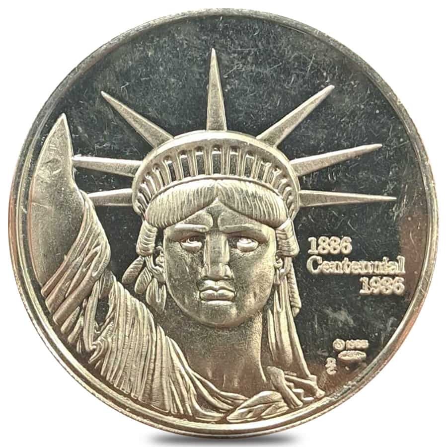1986 1 oz MTB Liberty Silver Round .999 Fine