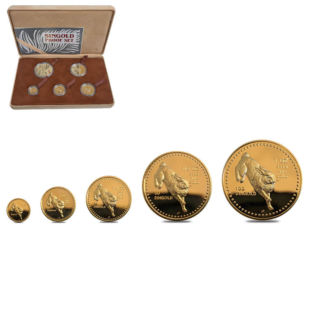 Sing to the Sky と　gold ticket(新品未開封品) 1987 1.9 oz Singapore Lunar Rabbit Proof Gold Coin Set