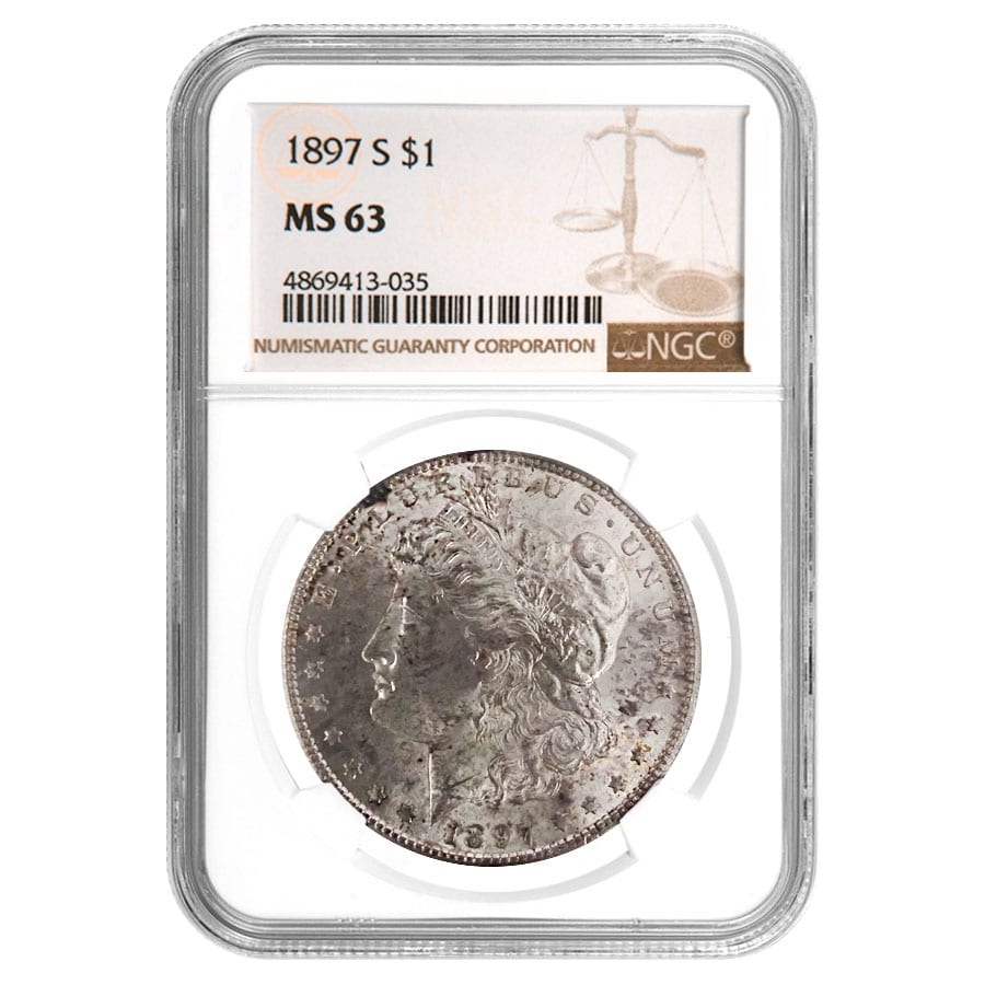 1897 S Silver Morgan Dollar NGC MS 63
