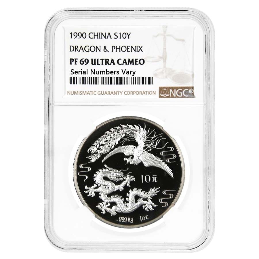1990 1 oz Silver Dragon & Phoenix NGC PF 69 | Bullion Exchanges