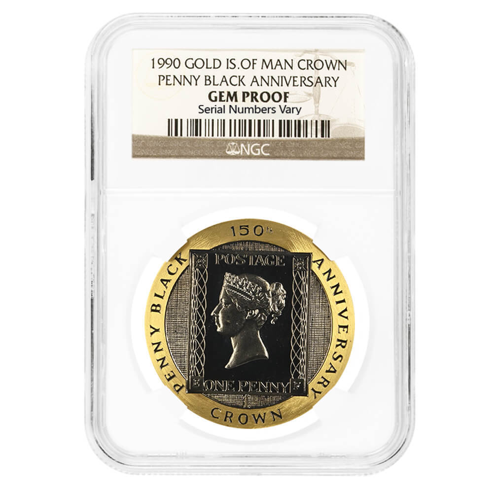 1990 Isle of Man 1 oz Penny Black Gold Crown NGC Gem Proof