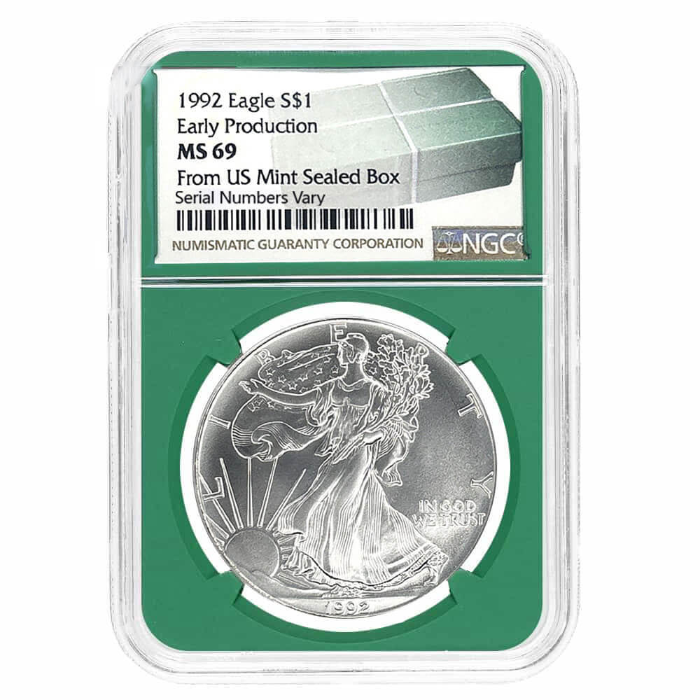 1992 1 oz Silver American Eagle NGC MS 69 Early Production