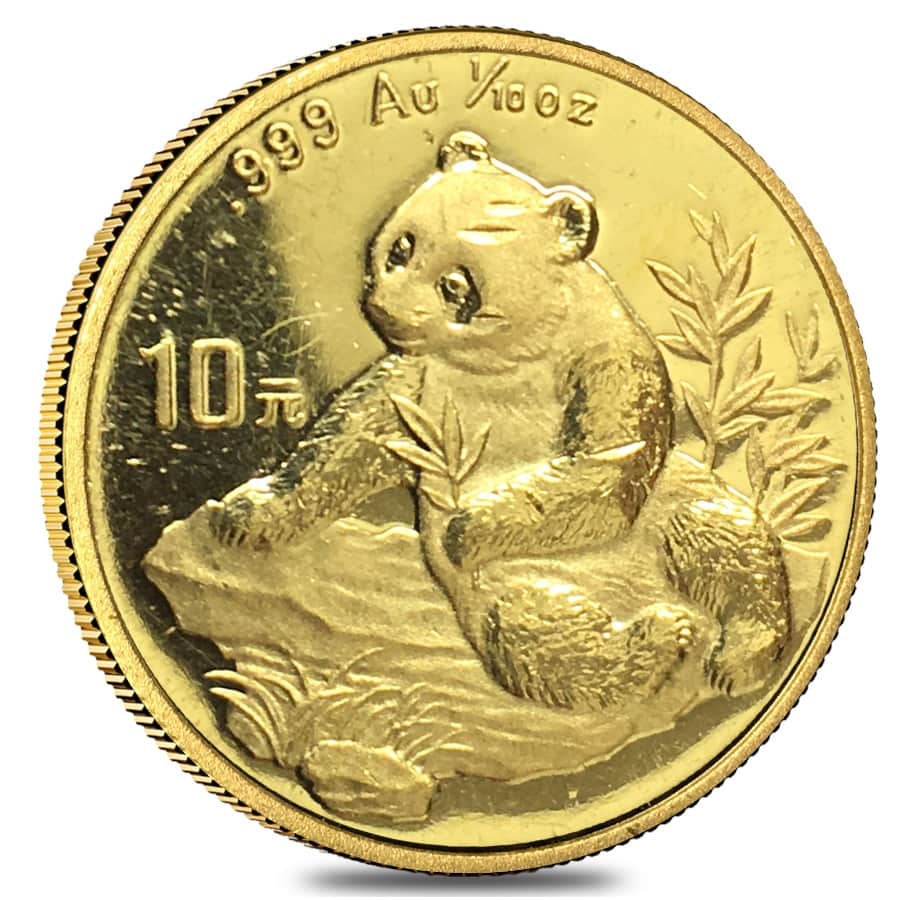 1998 1/10 oz Chinese Gold Panda 10 Yuan Small Date (Scruffy)