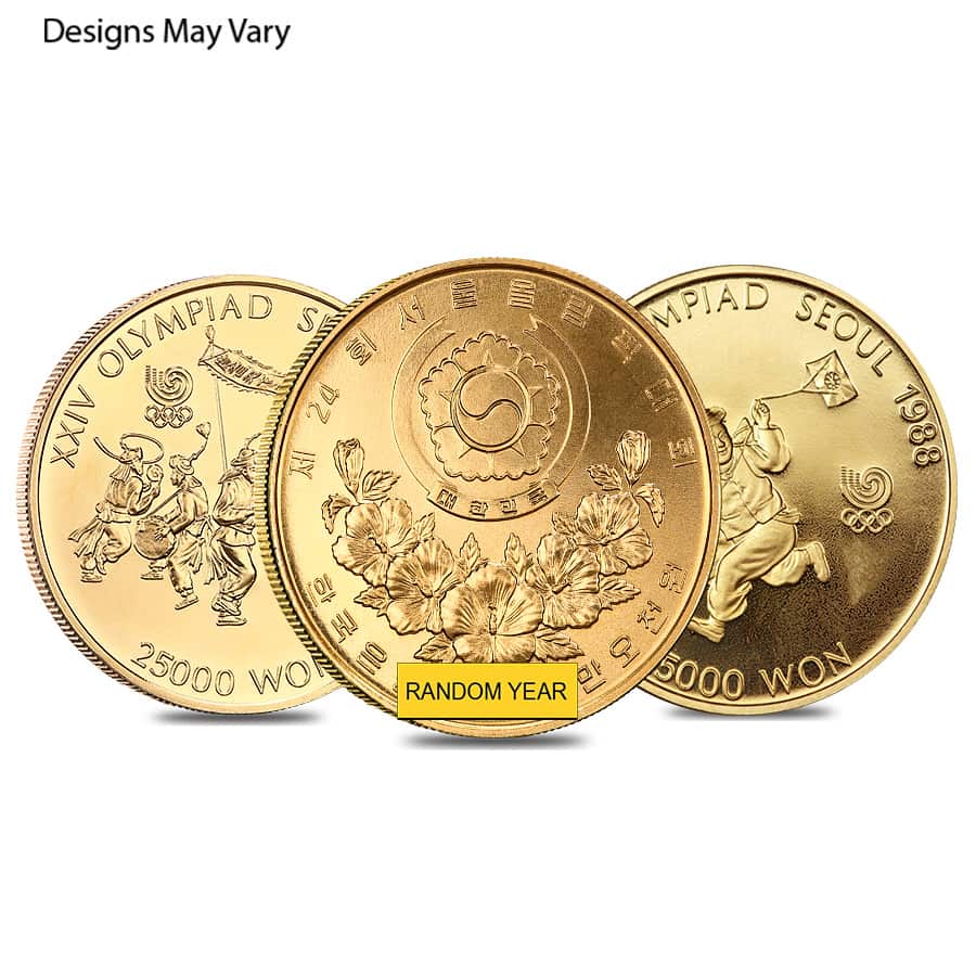 1/2 oz South Korea 1988 Seoul Olympics BU Gold Coin (Random)