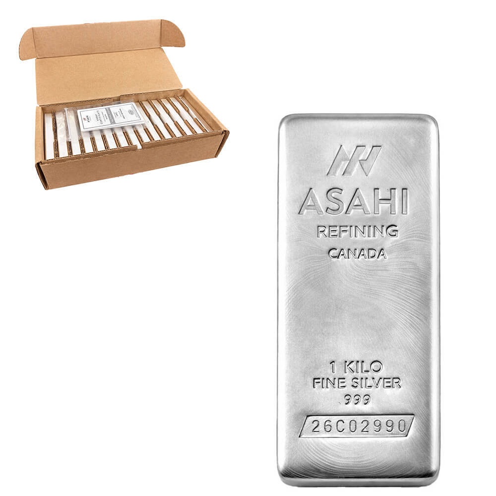 Box of 15 - 1 Kilo Asahi Silver Bar .999 Fine