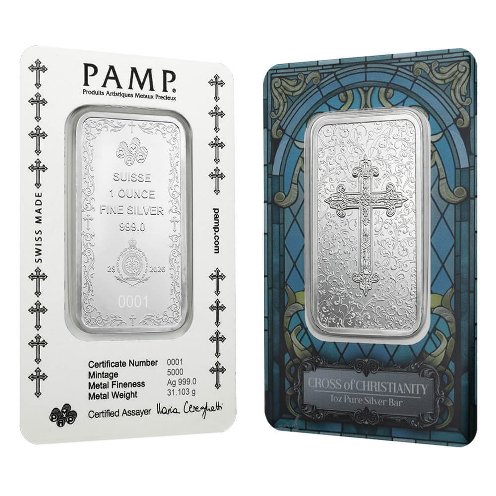 1 oz PAMP Suisse Christian Cross Silver Bar (in Assay)
