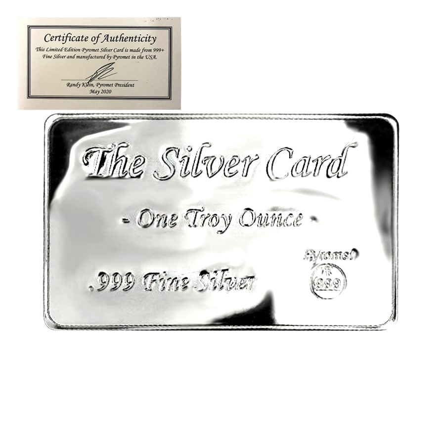 1 oz Pyromet Silver Card .999 Fine (w/COA)