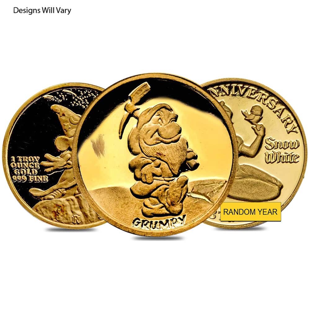 1 oz Rarities Mint Proof Disney Gold Round Scruffy Random Design