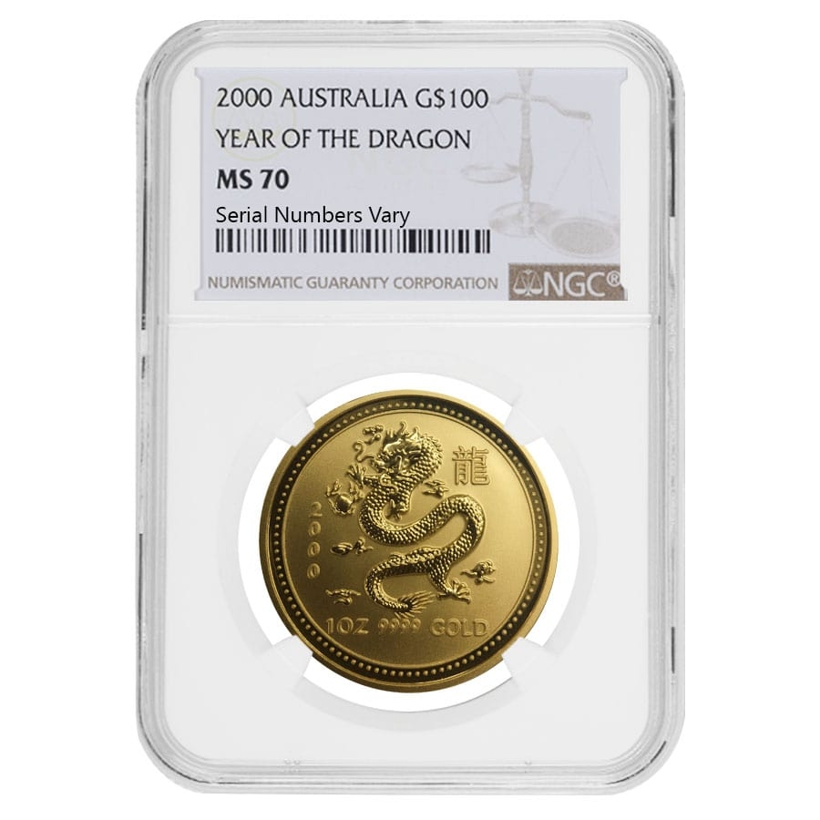 2000 1 oz Gold Year of the Dragon NGC MS 70 | Bullion Exchanges