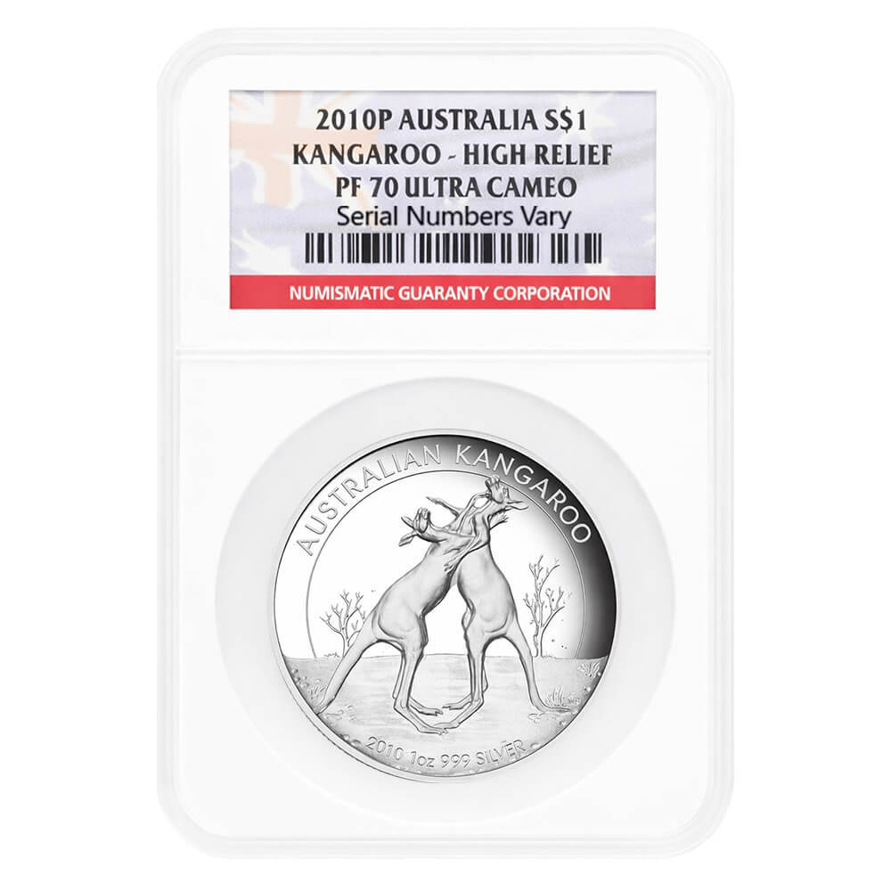 2010 1 oz Proof Silver Australian Kangaroo High Relief Perth Mint NGC PF 70 UCAM