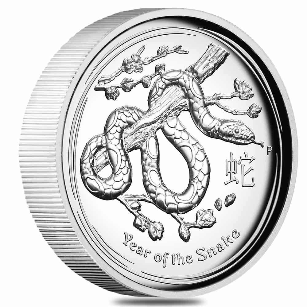 2013 1 oz Proof High Relief Silver Lunar Snake Coin Australian Perth Mint