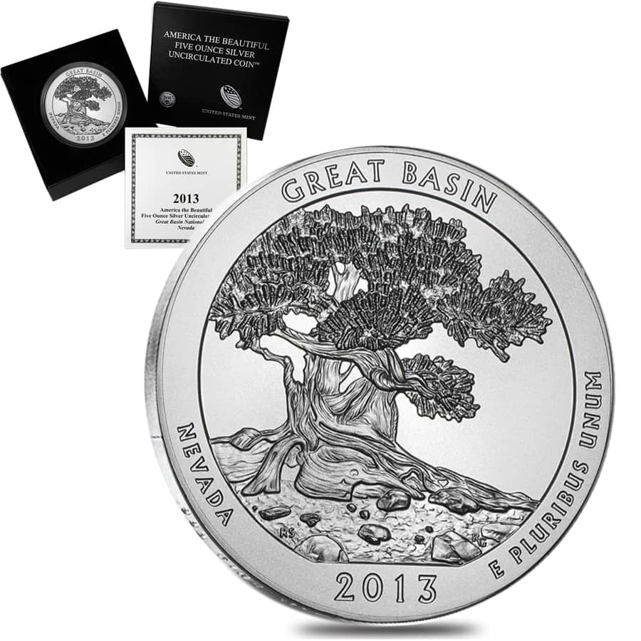 2013-P 5 oz Silver America the Beautiful ATB Nevada Great Basin