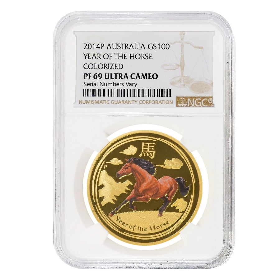 2014 1 oz Color Gold Lunar Horse NGC PF 69 | Bullion Exchanges