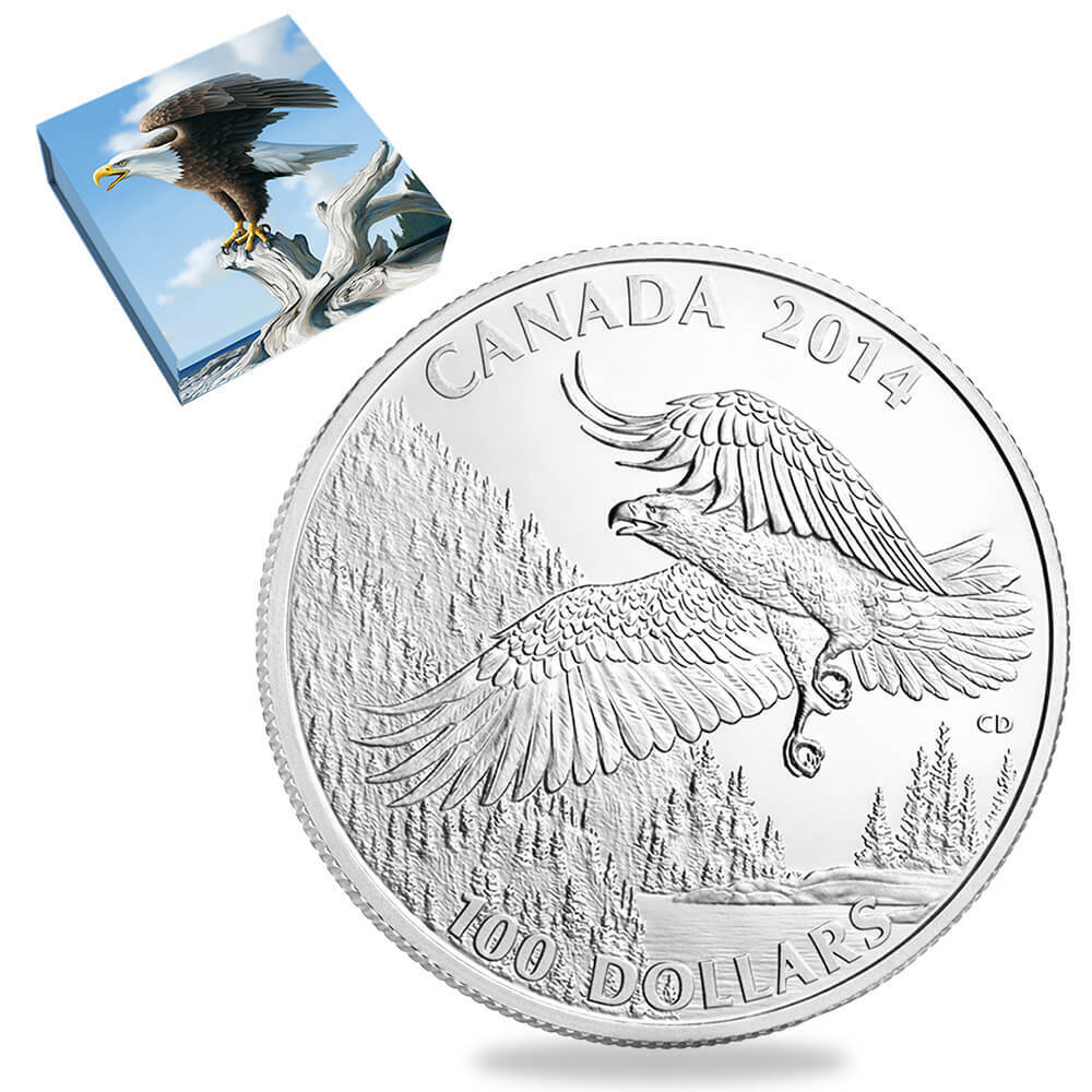 2014 Canada 1 oz Majestic Bald Eagle Silver Coin