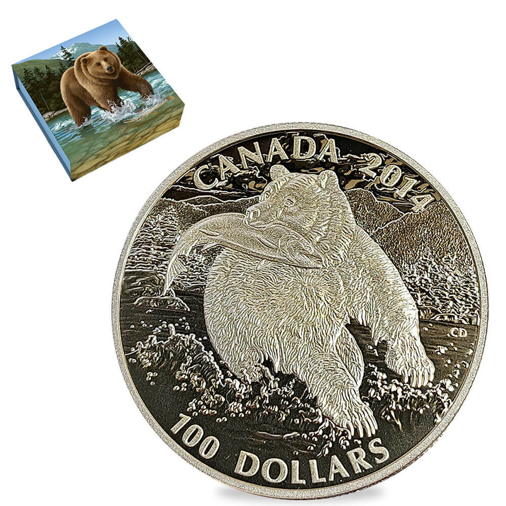 2014 Canada 1 oz The Grizzly Matte Proof Silver Coin