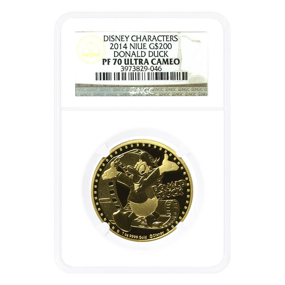 2014 Niue 1 oz Gold Disney Donald Duck Coin NGC PF 70 UCAM