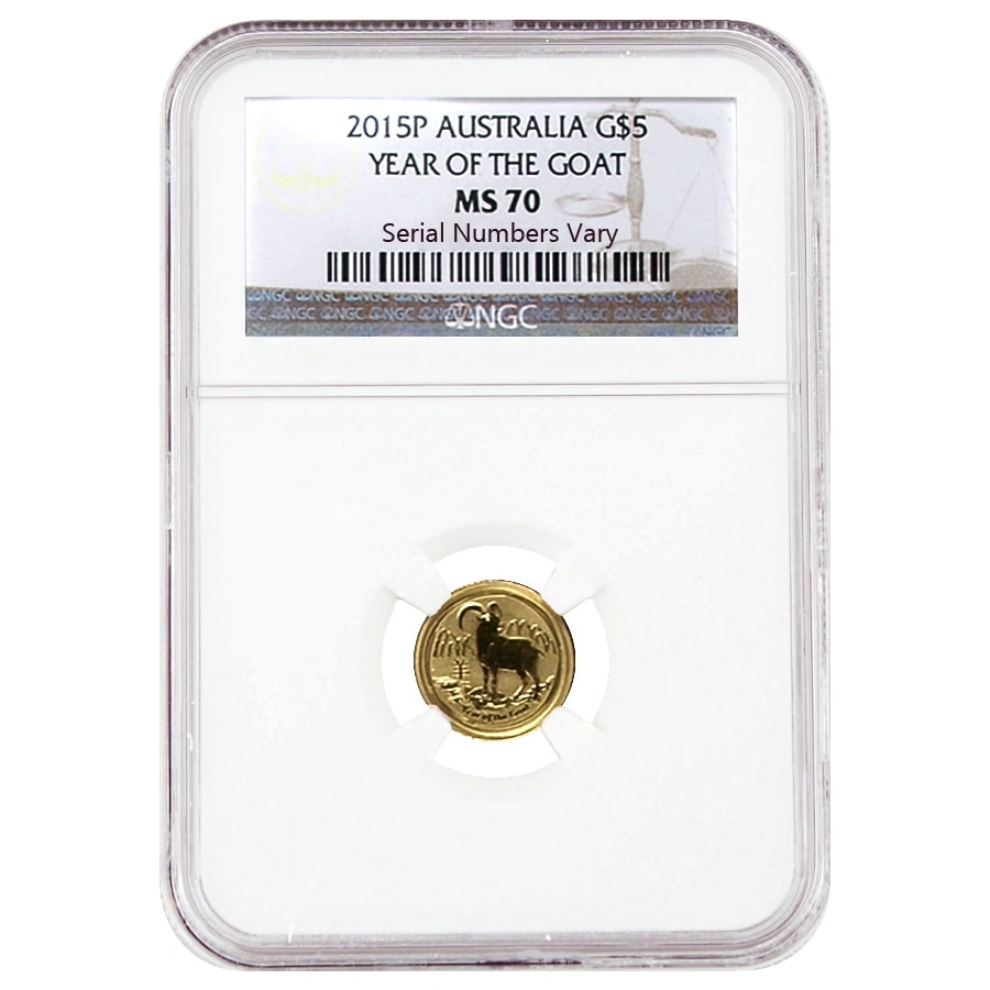 2015 1/20 oz Gold Lunar Goat Perth NGC MS 70 | Bullion Exchanges