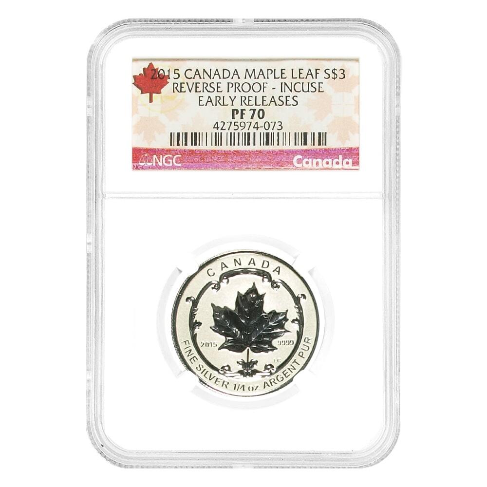 2013年カナダO’ NGC PF70 2792015-021 2015 1/4 oz Canadian Maple Leaf Reverse Proof Coin NGC PF 70 ER