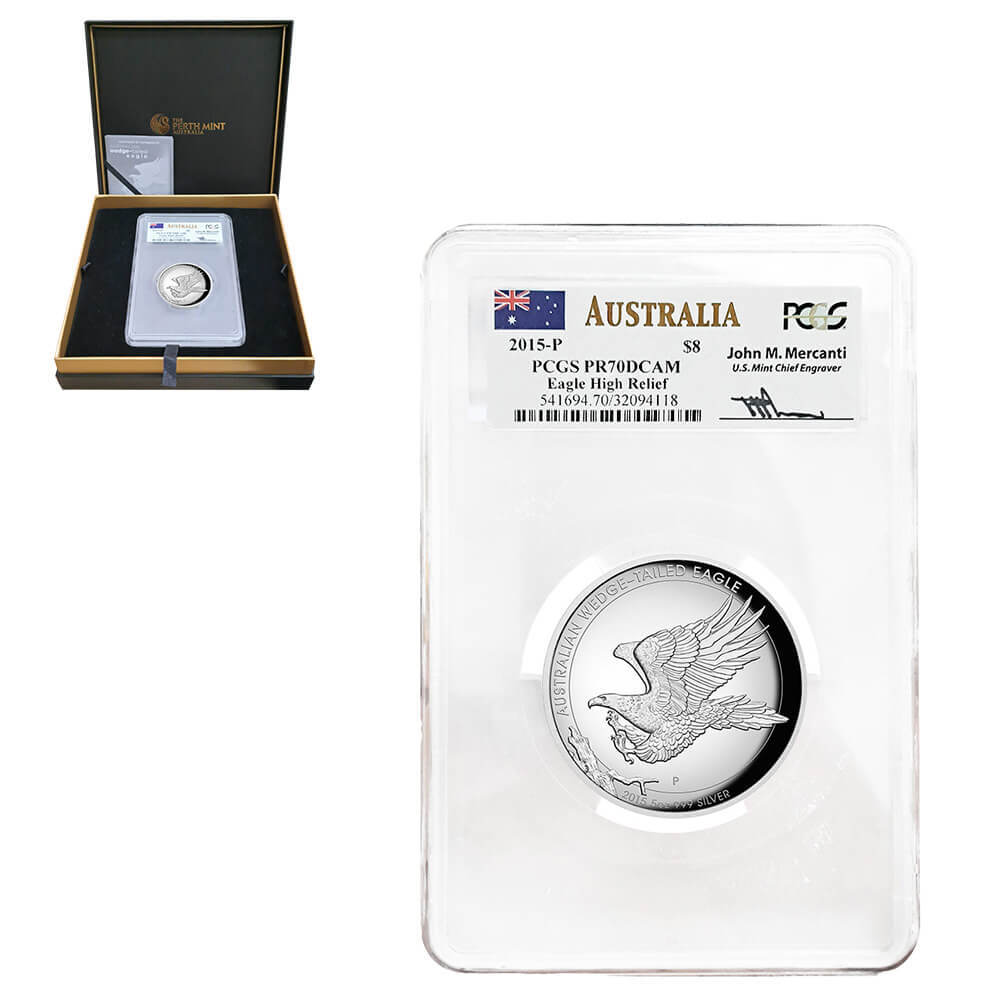 2015 5 oz Silver Wedge-Tailed Eagle Perth Mint PCGS PF 70