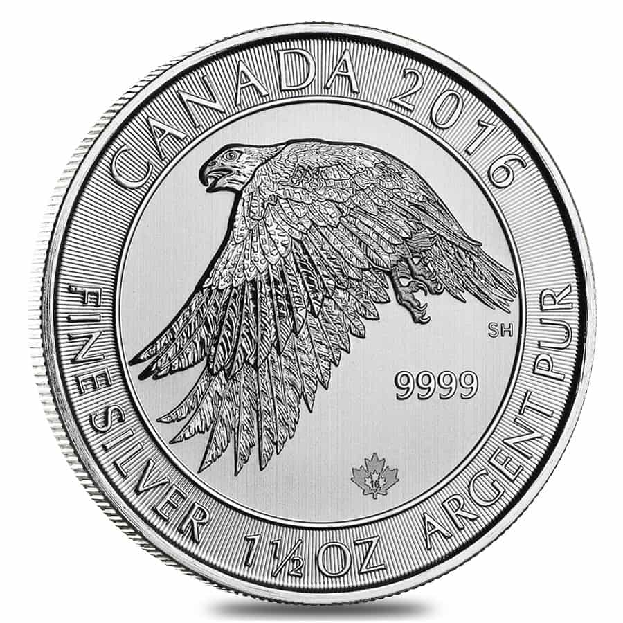 2016 1.5 oz Canadian Silver White Falcon $8 Coin BU