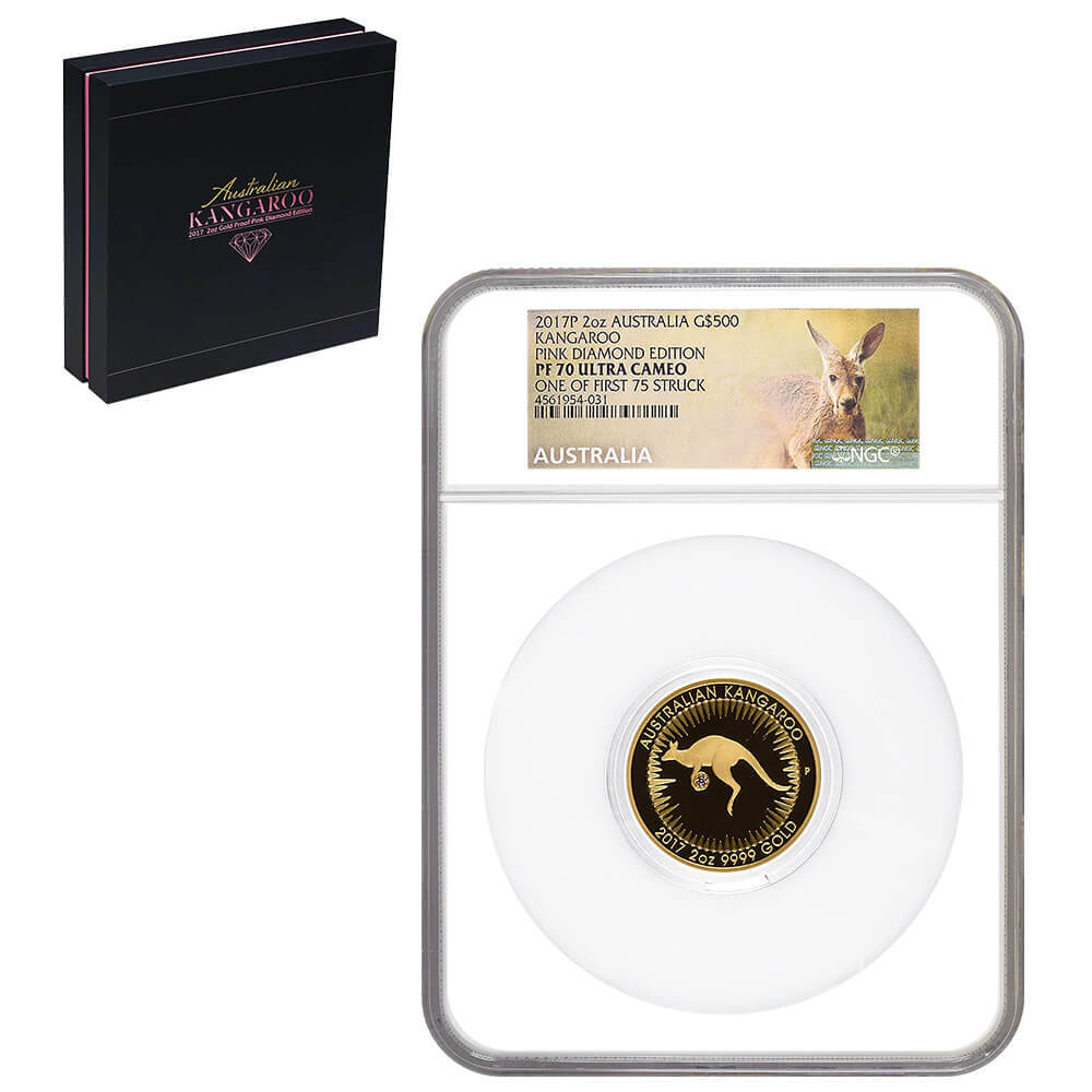 2017 2 oz Gold Kangaroo Pink Diamond NGC PF 70 UCAM