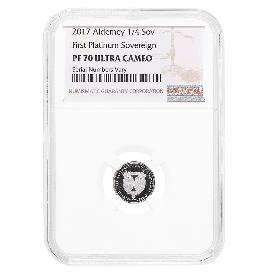 2017 Alderney Platinum 1/4 Sovereign NGC PF 70|Bullion Exchanges
