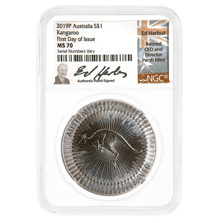 2019 1 oz Australian Silver Kangaroo Perth Mint NGC MS 70 FD