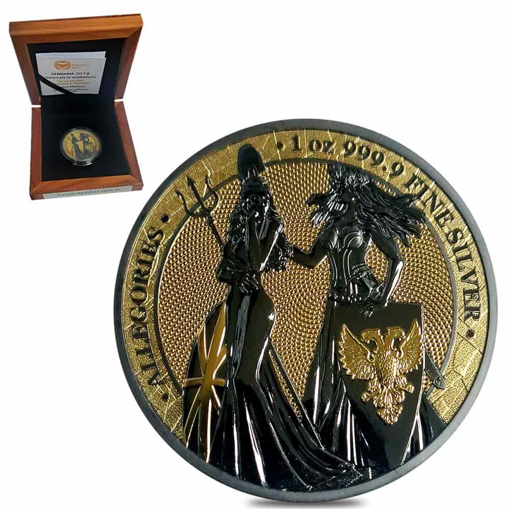 2019 1 oz Britannia & Germania The Allegories Rhodium & Red