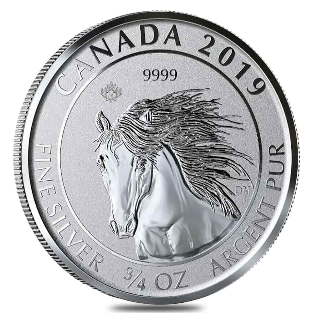 2019年 カナダ 記念銀貨 3/4オンス 馬 2019 3/4 oz Canadian Wild Horse Reverse Proof Silver Coin