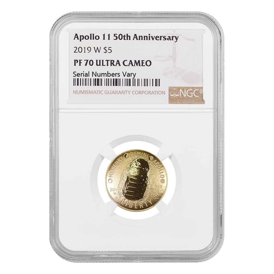 2019 W Apollo 11 50th Ann. $5 Gold NGC PF 70 | Bullion Exchanges