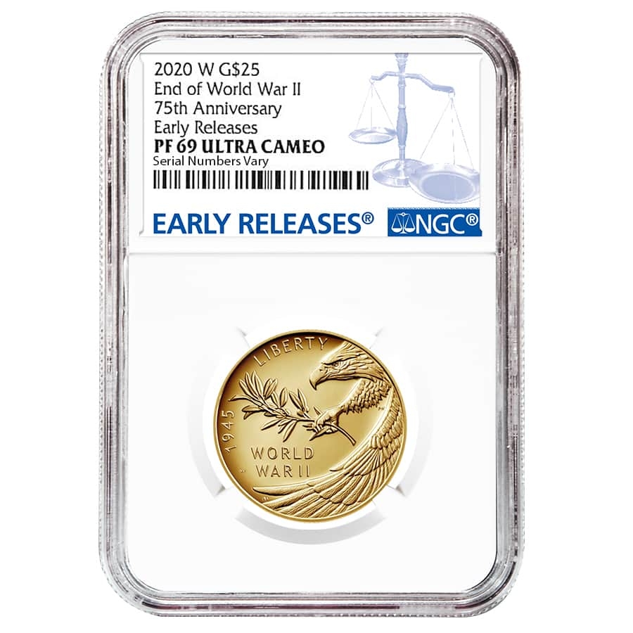 黄金時代 2020-W 1/2 oz WWII Gold Coin NGC PF 69 FS | Bullion Exchanges