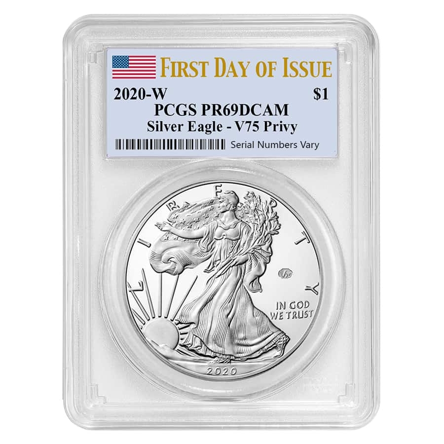 2020-W V75 1 oz Proof Silver American Eagle PCGS PF 69 FDOI
