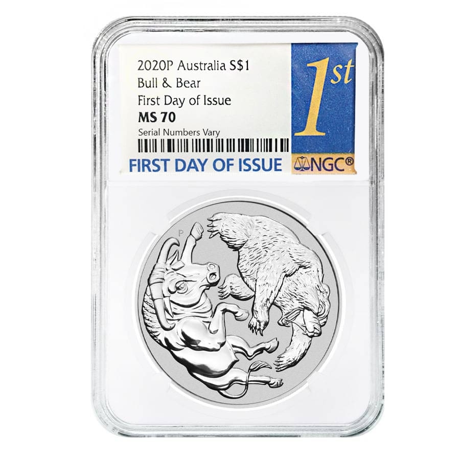 2020 1oz Silver Bull and Bear NGC MS70 FDOI | Bullion Exchanges