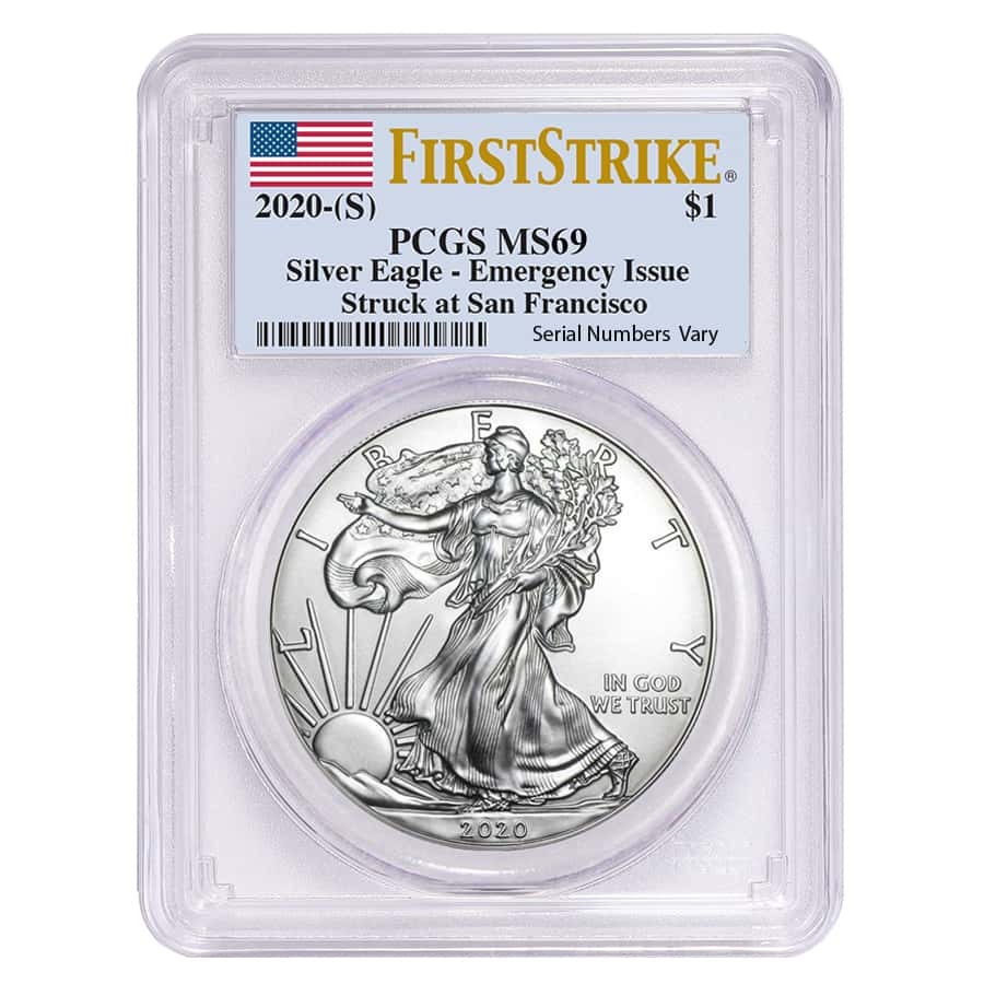 2020 (S) 1 oz Silver American Eagle $1 Coin PCGS MS 69 FS