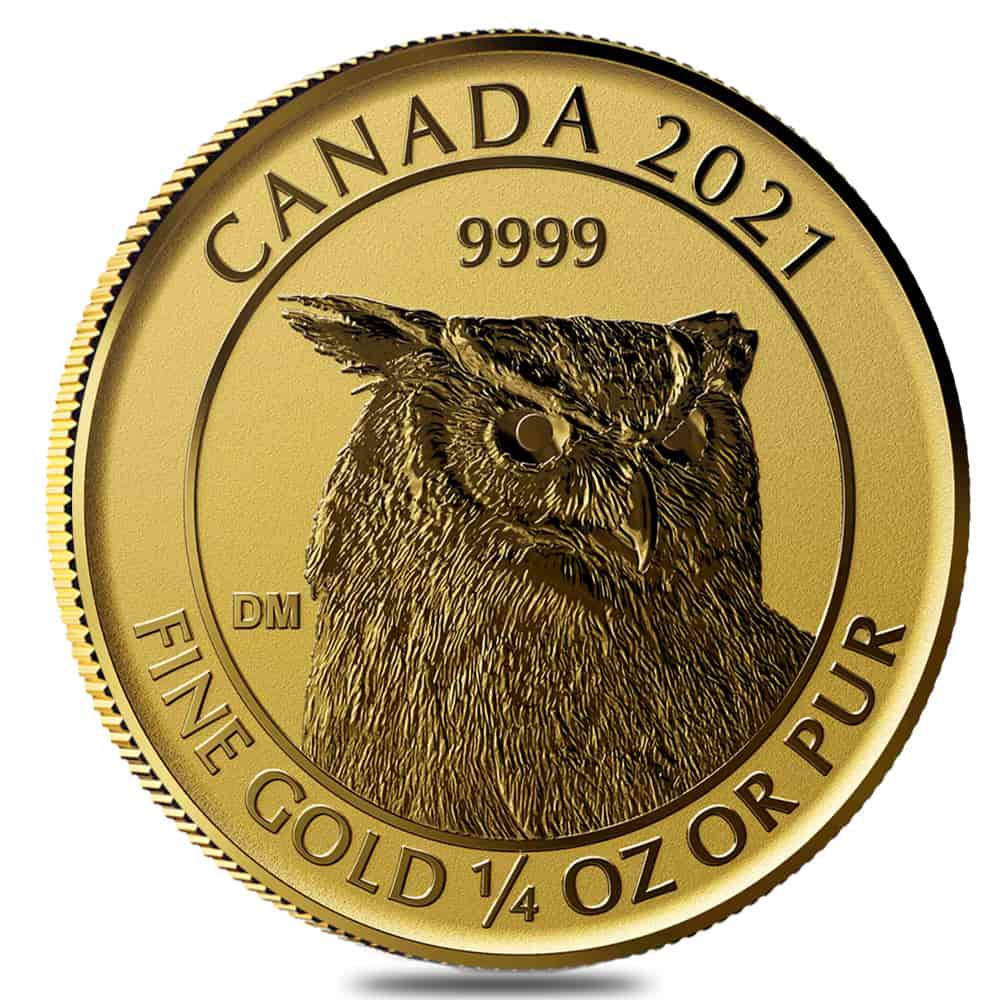2021 1/4 oz Great Horned Owl Reverse Proof Gold Coin