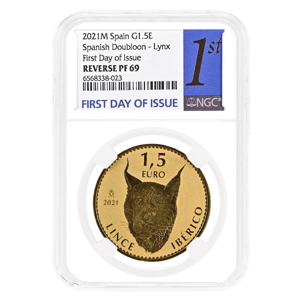 2021 1 oz Spanish Doubloon Iberian LynxProof Gold Coin NGC PF 69
