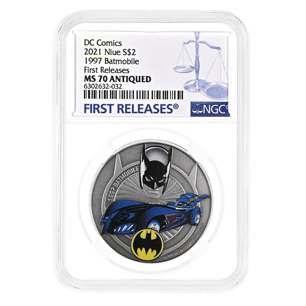 2021 1 oz Batman 1997 Batmobile Silver Coin NGC MS 70 FR